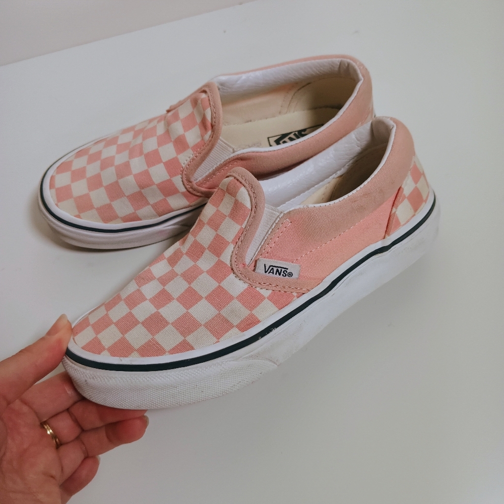 Vans Little Kids Classic Slip-On Checkerboard Shoe Pink White - Picture 8 of 10